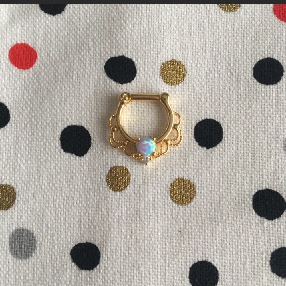 16g Gold Opal Clicker Earring